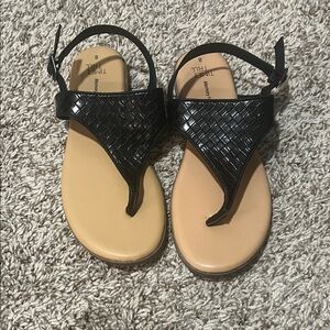 Time and Tru Black Woven Sandals